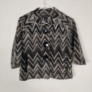 Alexandra Bartlett Women's Blazer Size S Black White Chevron Knitted Cotton Wool